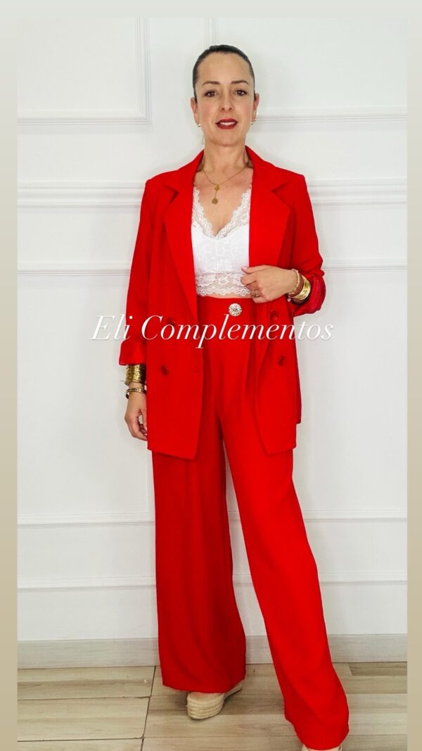 Pantalón botón oro rojo