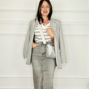 Falda gris midi