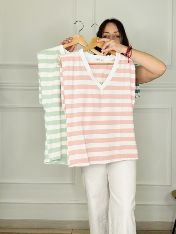 Camiseta pico rayas - Imagen 2