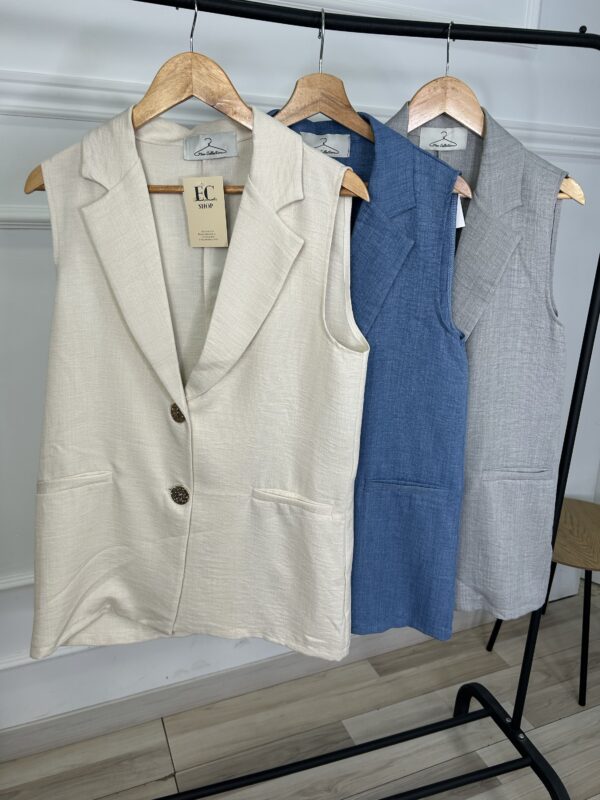 Chaqueta lino sin mangas - Imagen 3