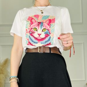 Camiseta gato pink