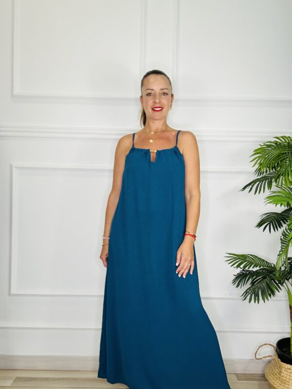 Vestido largo con escote fruncido - Imagen 3