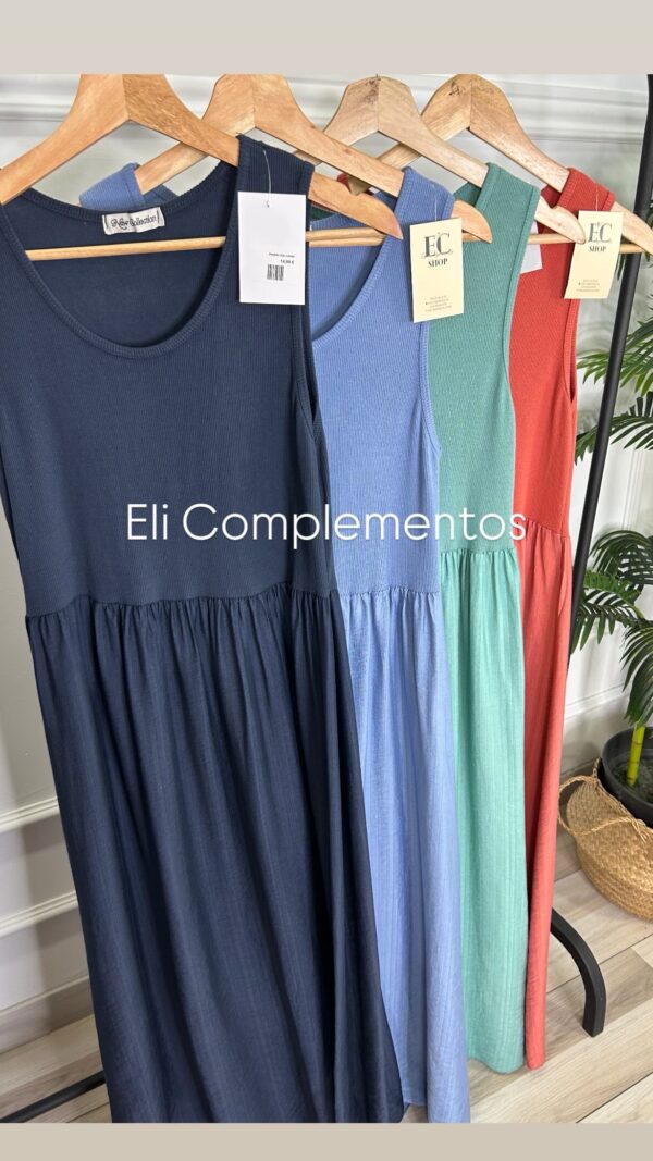 Vestido combi algodón/tela - Imagen 4