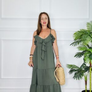 Vestido tiranta volante
