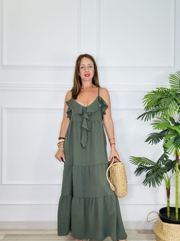 Vestido tiranta volante