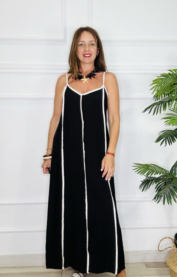 Vestido negro/beige