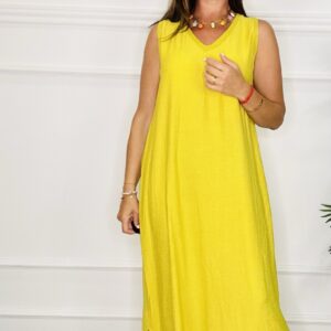 Vestido pico lino
