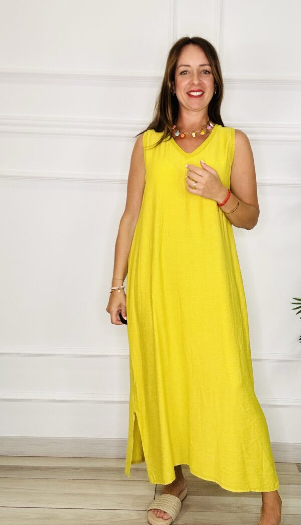 Vestido pico lino
