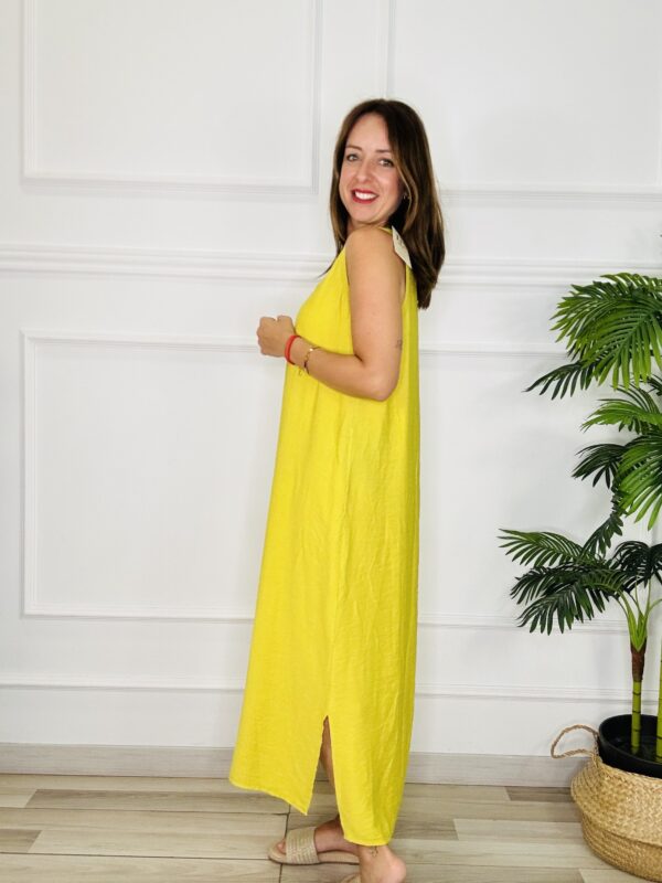 Vestido pico lino - Imagen 2