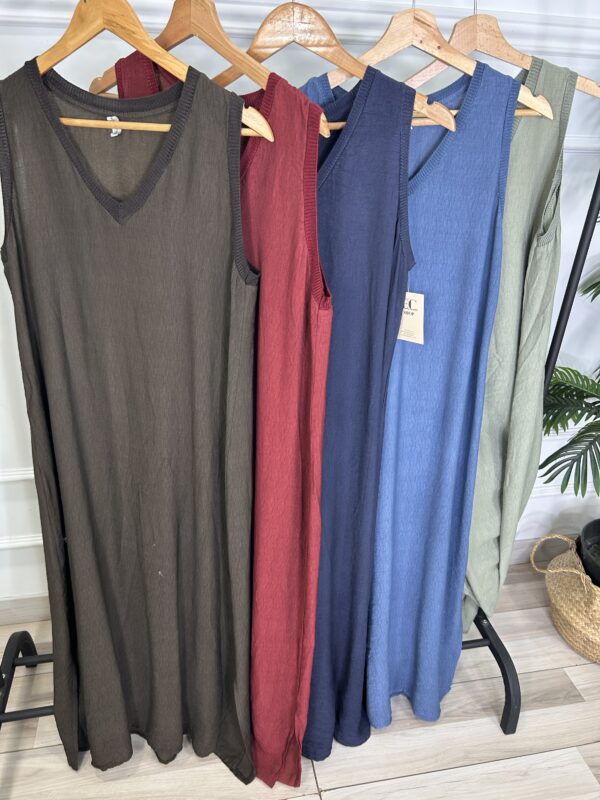 Vestido pico lino - Imagen 3