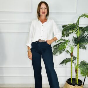 Blusa pico abotonada