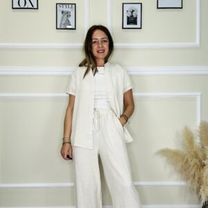 Pantalón lino beige