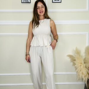 Blusa nido abeja lino