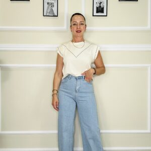 Camiseta tachuelas oro