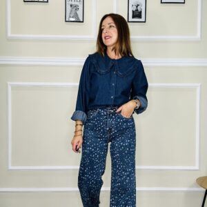 Blusa denim cuello boho